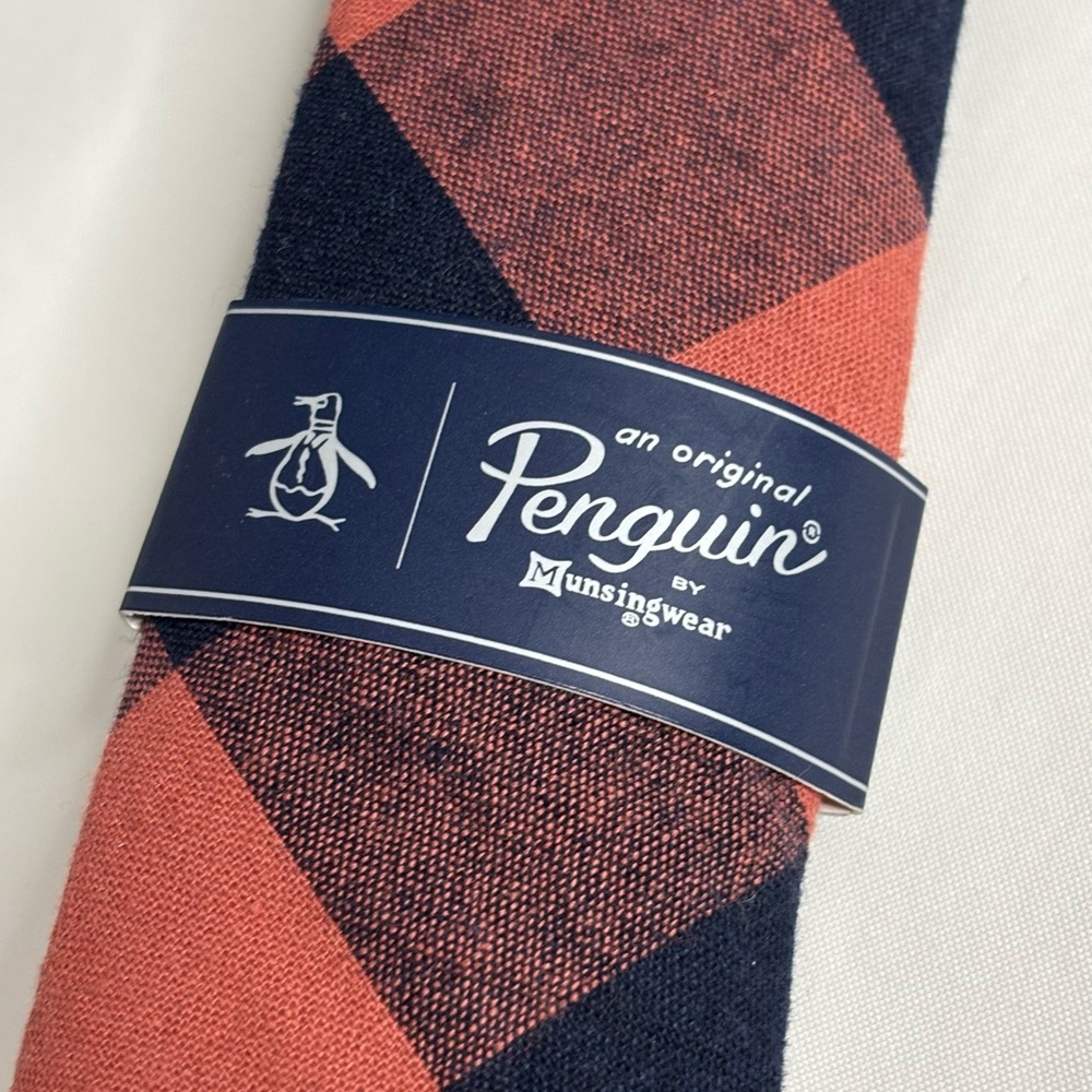 NEW!Original Penguin Men’s Orange and Black Checkered Tie